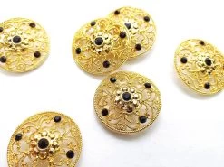 32mm Filigree Diamante Button- Black- FB340