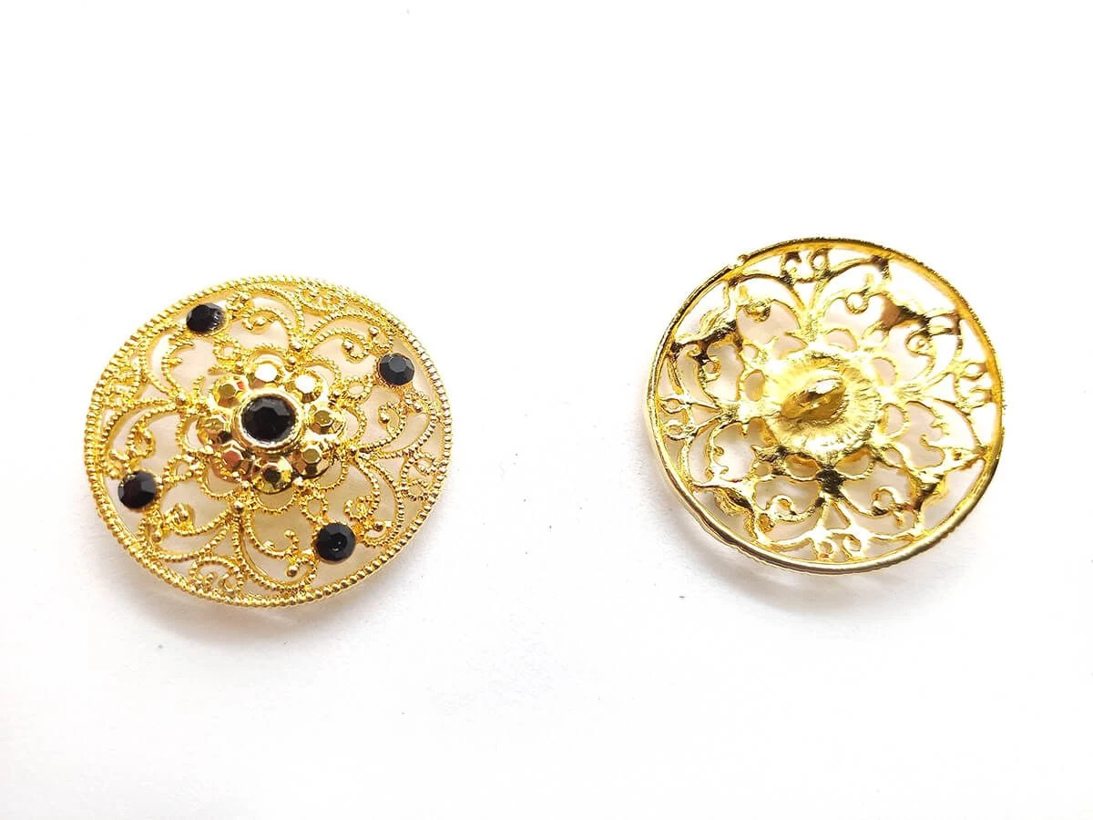 32mm Filigree Diamante Button- Black- FB340 4 32mm Filigree Diamante Button- Black- FB340 - Image 2