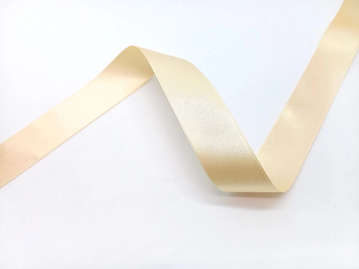 Double Sided Satin Ribbon- 25mm- 50 CREAM 3 Double Sided Satin Ribbon- 25mm- 50 CREAM