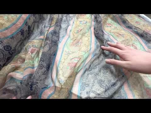 Orchard Garden Silk Georgette- Blue Stripe #5877 6 Orchard Garden Silk Georgette- Blue Stripe #5877 - Image 4