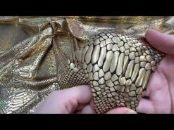 Holographic Crocodile Spandex- Gold #6339 -Clothing Fabrics Shop hqdefault 41 354