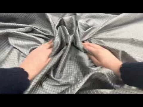 Grey Grid Check Polyester Taffeta #7037 5 Grey Grid Check Polyester Taffeta #7037 - Image 3