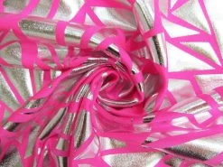 Shatter Shards Foile Spandex- Fluro Flamingo #8707