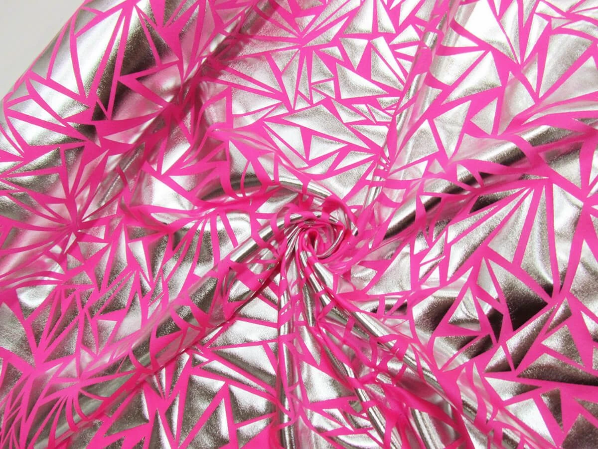 Shatter Shards Foile Spandex- Fluro Flamingo #8707 4 Shatter Shards Foile Spandex- Fluro Flamingo #8707 - Image 2