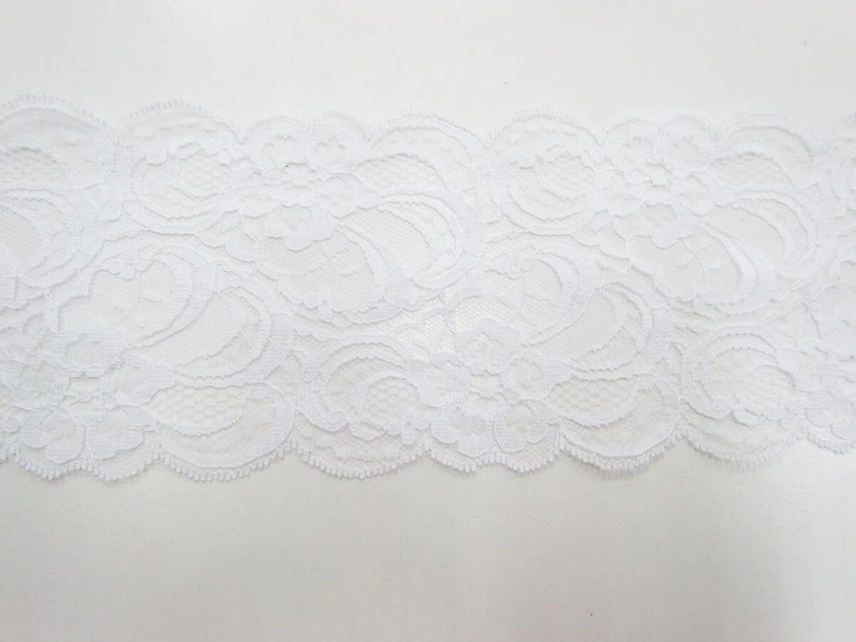 90mm Gabriella Lace Trim- White #323 5 90mm Gabriella Lace Trim- White #323 - Image 3
