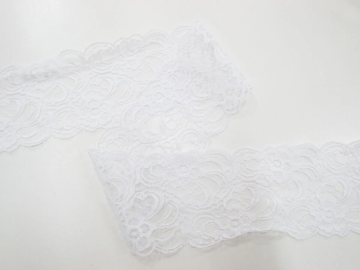 90mm Gabriella Lace Trim- White #323 4 90mm Gabriella Lace Trim- White #323 - Image 2