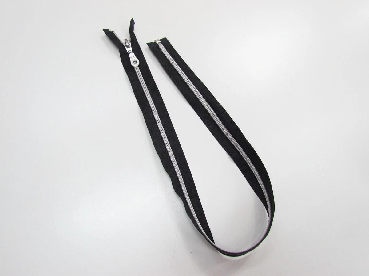 63cm Open End 2 Slider Zip- Black/Silver #TRW109 4 63cm Open End 2 Slider Zip- Black/Silver #TRW109 - Image 2