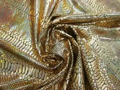 Holographic Crocodile Spandex- Gold #6339