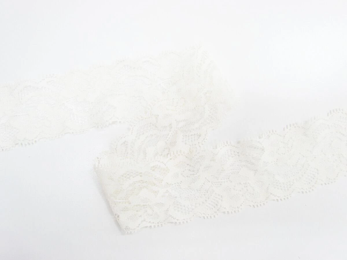 50mm Lily Stretch Floral Lace Trim- Cream #335 4 50mm Lily Stretch Floral Lace Trim- Cream #335 - Image 2