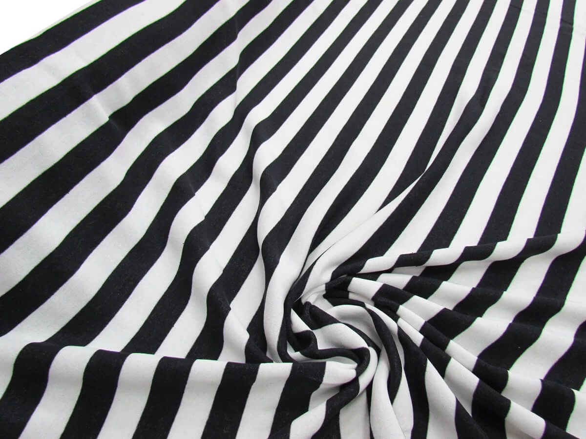 Striped Fleece- Black / White #5075 4 Striped Fleece- Black / White #5075 - Image 2