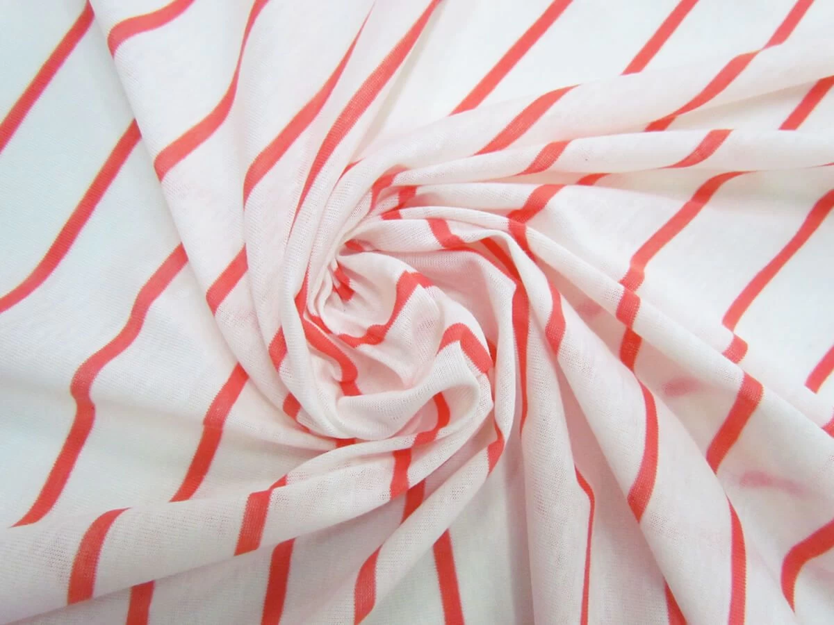 Thin Stripe Lightweight Jersey- Grapefruit #5194 3 Thin Stripe Lightweight Jersey- Grapefruit #5194