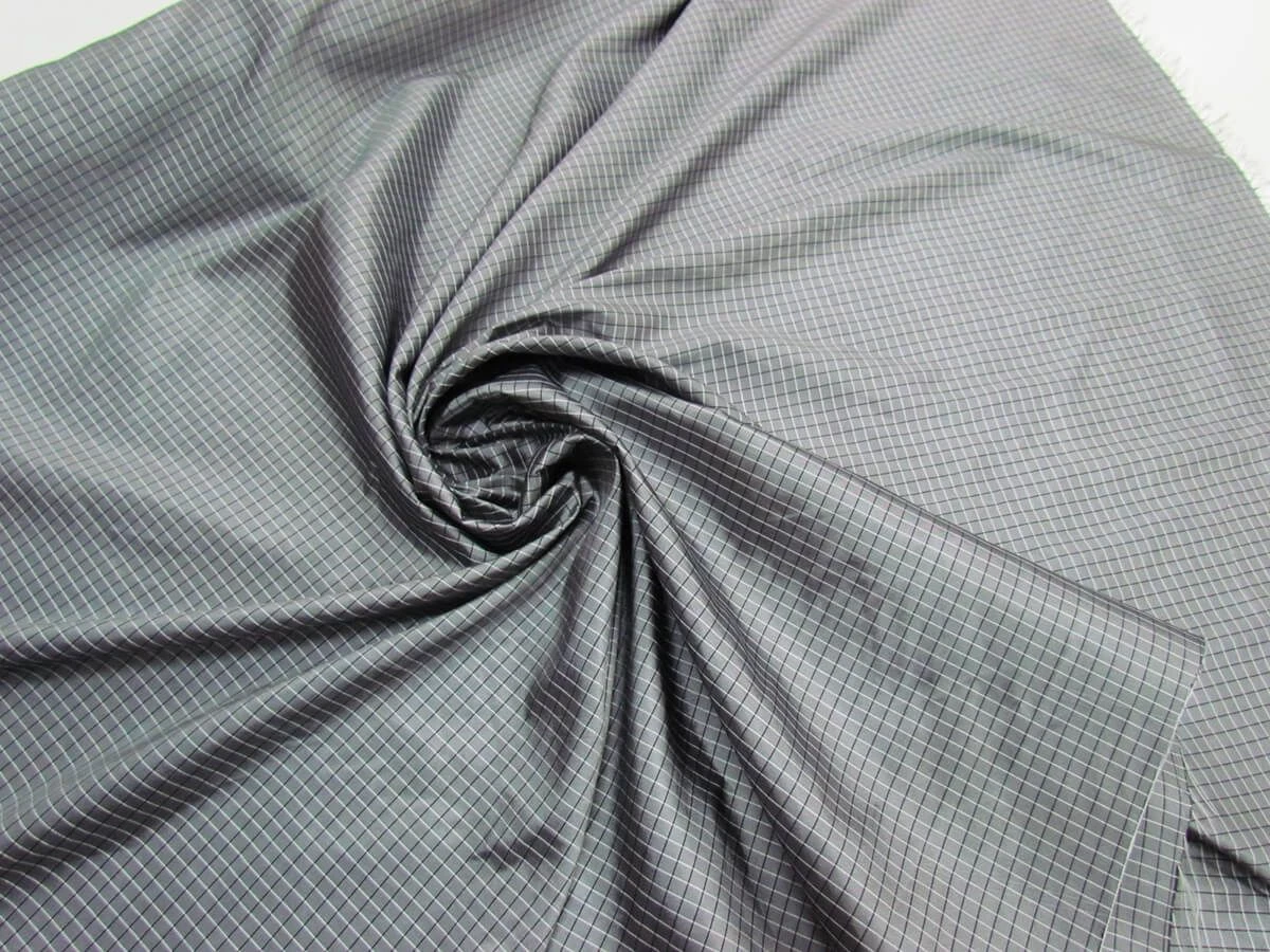 Grey Grid Check Polyester Taffeta #7037 4 Grey Grid Check Polyester Taffeta #7037 - Image 2
