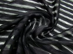 Ribbon Ruffle Stripe Tulle- Black #1665