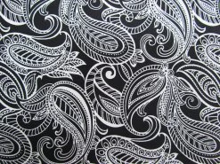 Night & Day Cotton- Paisley Black/White #290