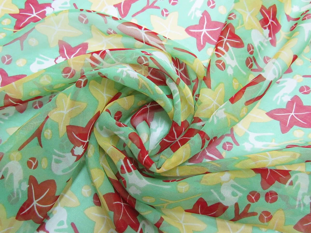 Cats In The Garden Silk Georgette #5576 3 Cats In The Garden Silk Georgette #5576