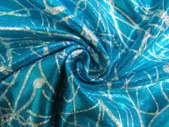 Holographic Laser Show Spandex- Aqua #7692