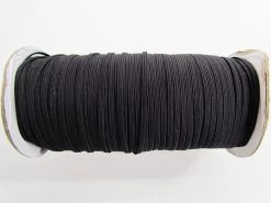 182m Roll Of 3mm Braided Elastic- Black- 1005m