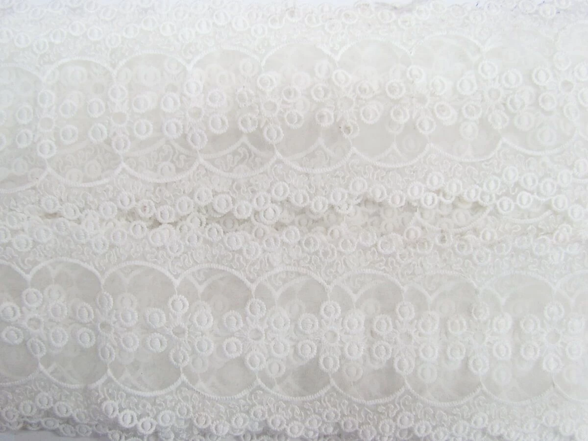 85mm Circle Scallop Embroidered Organza 145cm Piece #966 3 85mm Circle Scallop Embroidered Organza 145cm Piece #966