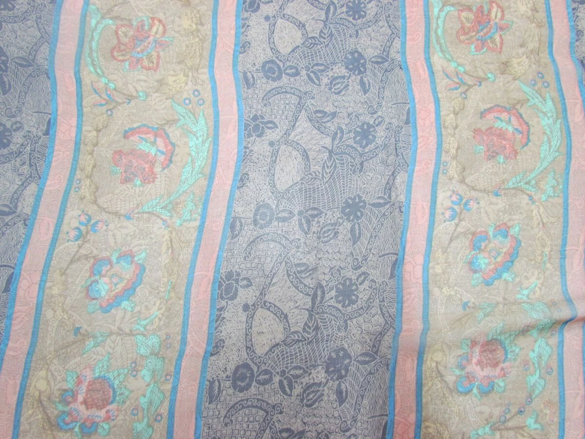 Orchard Garden Silk Georgette- Blue Stripe #5877 5 Orchard Garden Silk Georgette- Blue Stripe #5877 - Image 3