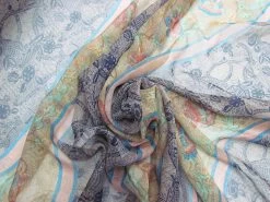 Orchard Garden Silk Georgette- Blue Stripe #5877