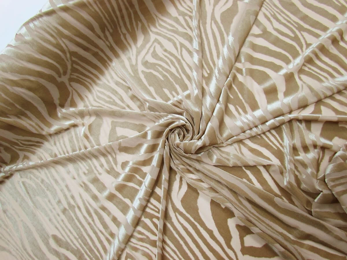 Zebra Burnout Stretch Velvet- Tan #8122 4 Zebra Burnout Stretch Velvet- Tan #8122 - Image 2