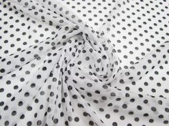 Polka Dot Stretch Mesh- White #2385