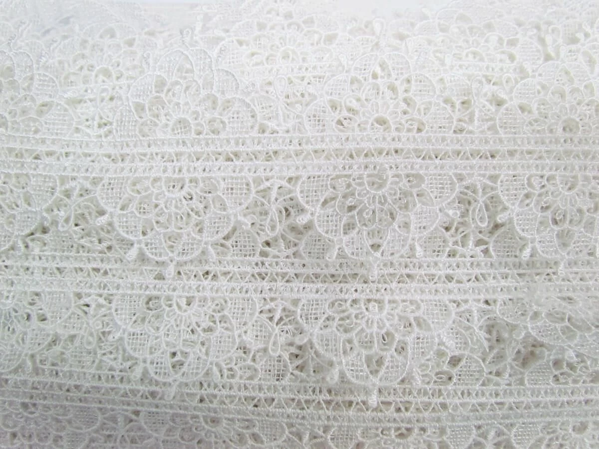 70mm Double Edge Mandala Lace Trim- White #T018 3 70mm Double Edge Mandala Lace Trim- White #T018