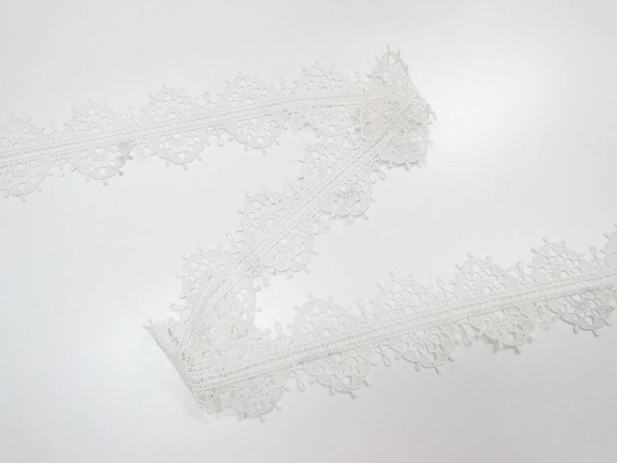 70mm Double Edge Mandala Lace Trim- White #T018 4 70mm Double Edge Mandala Lace Trim- White #T018 - Image 2