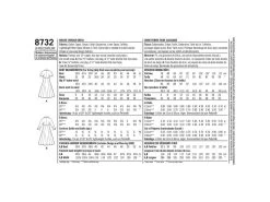Simplicity Pattern S8732 Women's Vintage Dress- Size U5 (16-18-20-22-24) -Clothing Fabrics Shop s8732 envelope back 2
