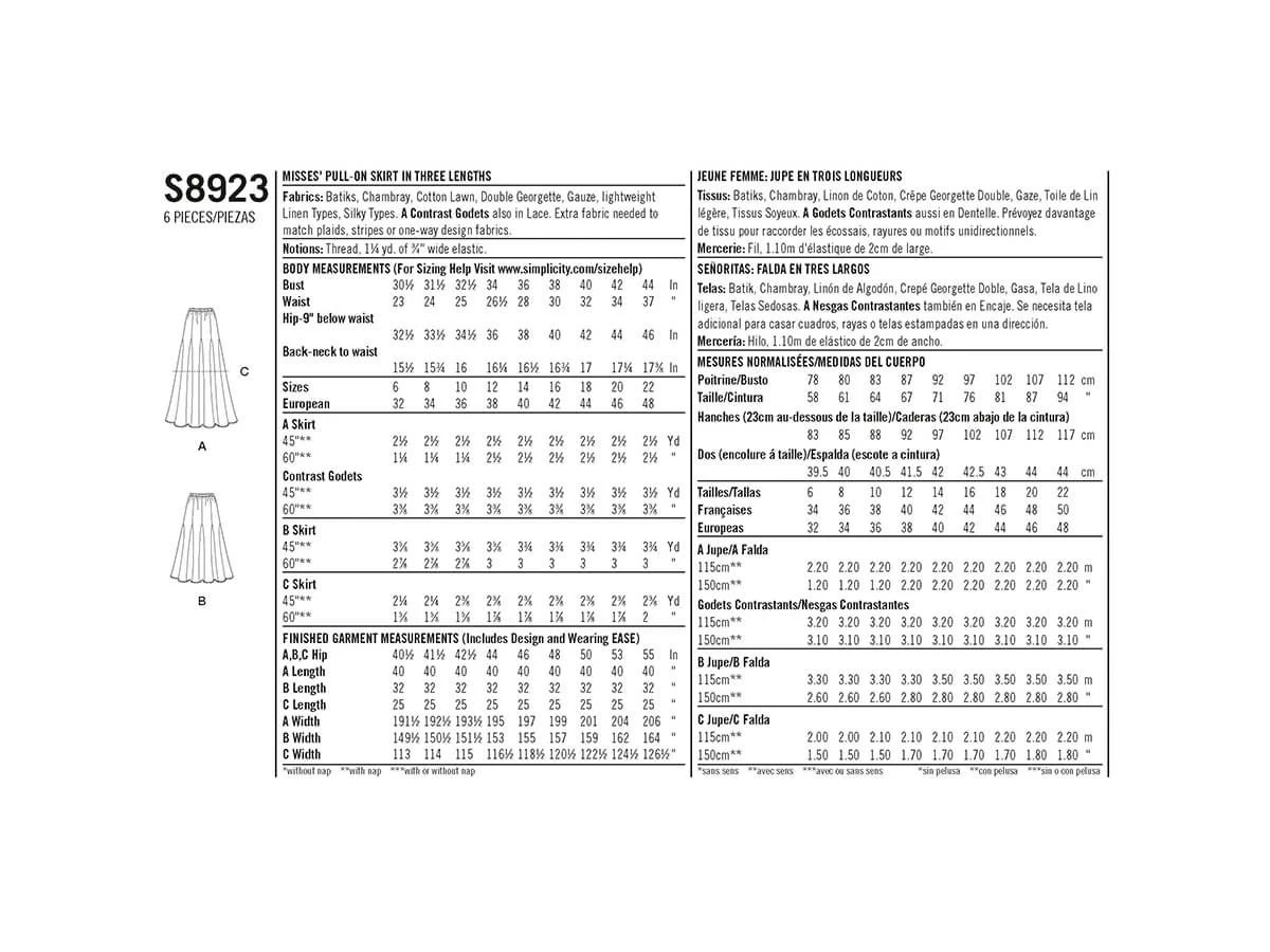 Simplicity Pattern S8923 Misses' Pull-On Skirts- Size 14-16-18-20-22 4 Simplicity Pattern S8923 Misses' Pull-On Skirts- Size 14-16-18-20-22 - Image 2