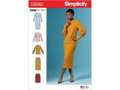 Simplicity Pattern S8982 Misses' Knit Two Piece Sweater Dress, Tops, Skirts- Size 14-16-18-20-22
