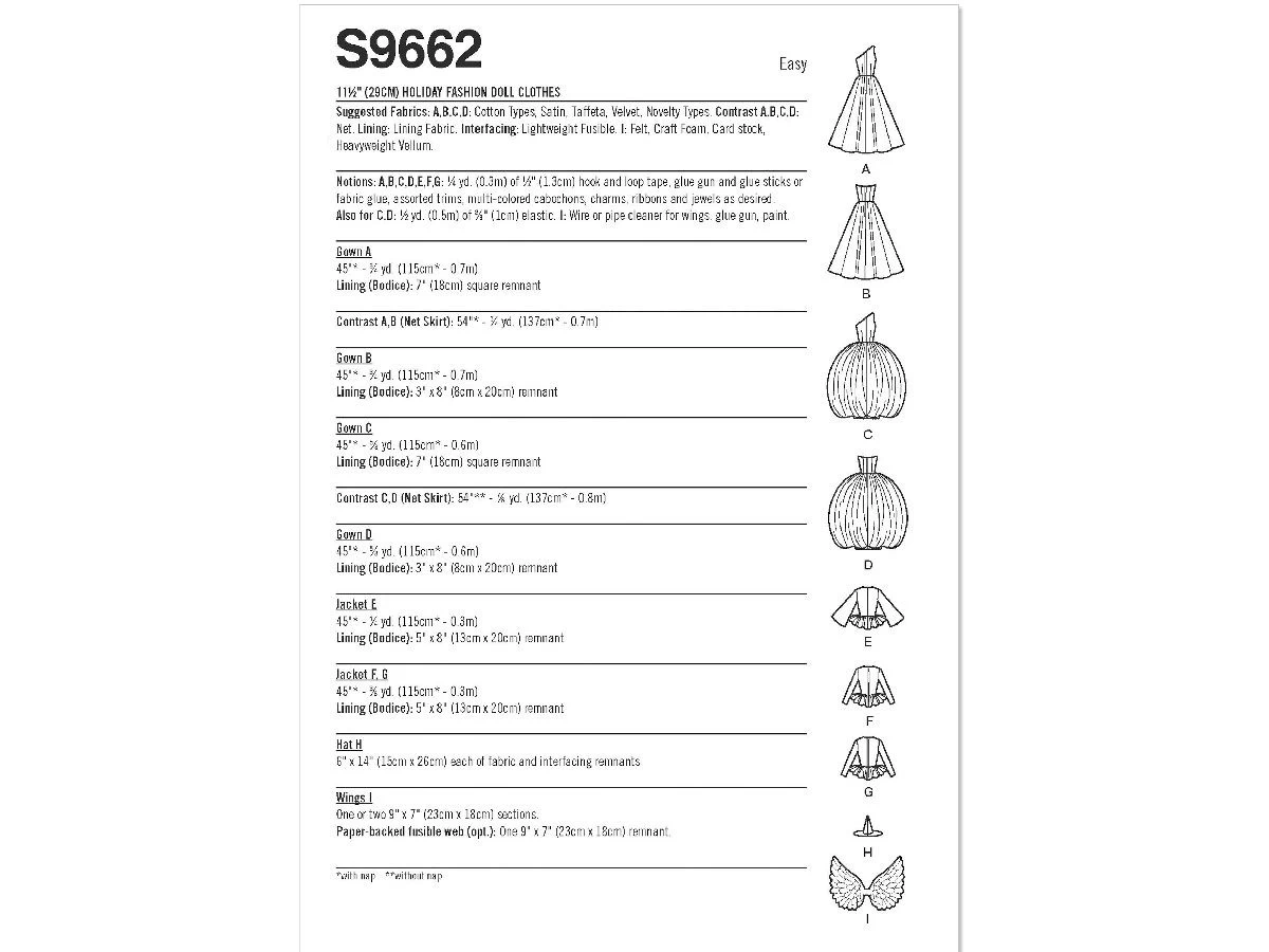 Simplicity Pattern S9662 HOLIDAY FASHION DOLL CLOTHES- Size OS (ONE SIZE) 4 Simplicity Pattern S9662 HOLIDAY FASHION DOLL CLOTHES- Size OS (ONE SIZE) - Image 2