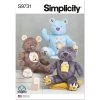 Simplicity Pattern S9731 Stuffed Bear By Carla Reiss Design- Size OS (ONE SIZE) -Clothing Fabrics Shop s9731 main