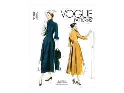 Vogue Pattern V1738 Misses' Wide-Collar, Fit-and-Flare Dress- Size 14-16-18-20-22