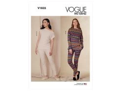 Vogue Pattern V1835 Misses' Tops, Pants And Slippers- Size A (XS-S-M-L-XL-XXL)